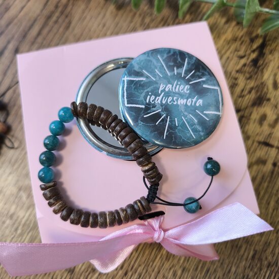 Coconut and chalcedony adjustable bracelet + mirror